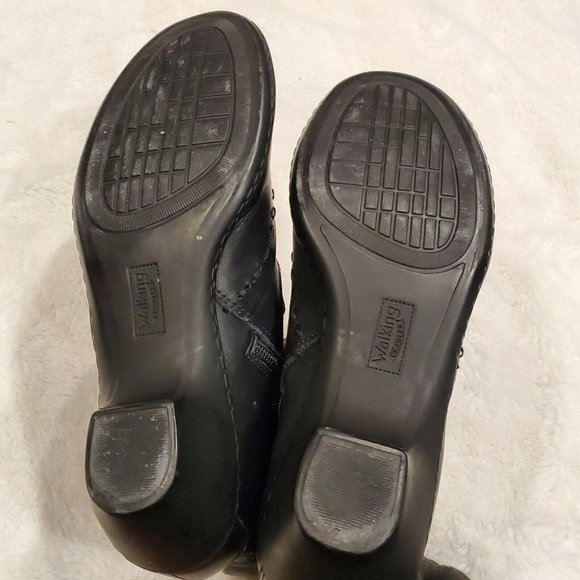 Walking Cradle Black Heeled Boots Booties Leather - Picture 10 of 12